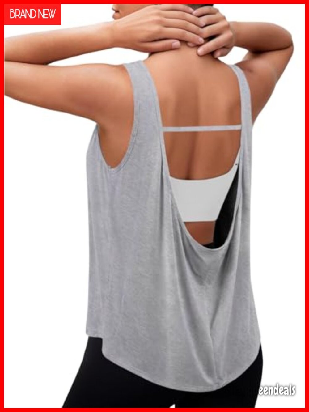 Open Back Workout Tank Top Sleeveless Athletic Gym Yoga Shirt Loose Fit